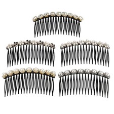 5pcs Rhinestone Side Hair Comb 18 Wide Teeth Side Combs for Women Black White