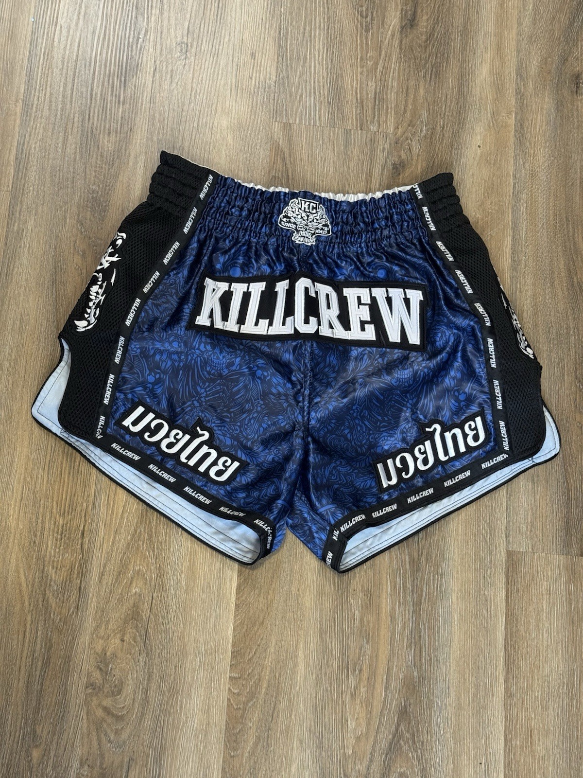KILL CREW Muay Thai Fight Shorts Large Gym Training Satin MMA Gym Kickboxing