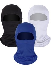 Ski Mask Balaclava Full Face Windproof 3 Pieces Size Medium White, Blue, Black