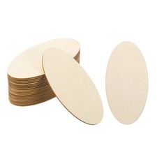 120x60x2mm Wood Pieces, 20 Pack Unfinished Oval Wood Shapes Wooden Cutouts