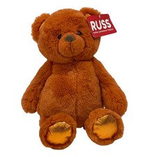 KELLYTOY RUSS plush Teddy bear kids toy metallic orange foil ears feet 15" NWT