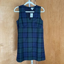 2024 J Crew Black Watch Dress Size 4P Sleeveless V-Neck Shift Above Knee CD302