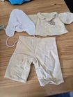 Vintage Cabbage Patch Kid 1980s beige cord teddy bear outfit and hat