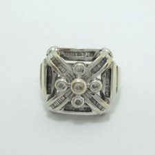  MENS 14K WHITE GOLD DIAMOND CLUSTER RING. SIZE 10.25  10.2G