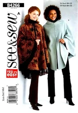 SEE & SEW PATTERN #B4266 - MISSES PONCHO - VERY EASY - CUT