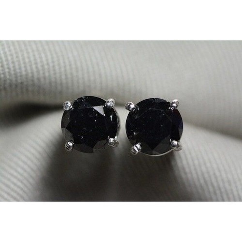 Black Diamond Stud Earrings 2.43 Carats Appraised At 2,430.00 Certified Real D63 - Picture 2 of 5