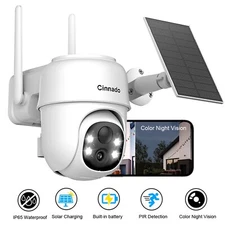 2K Wireless Solar Powered Security Camera Outdoor Wifi 360°Pan&Tilt Waterproof
