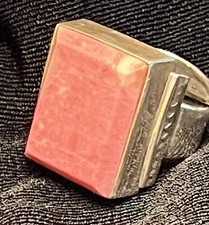 Silver Ring With Polished Pink Marble Stone. ...