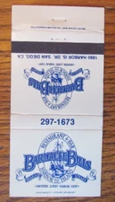 SAN DIEGO, CALIFORNIA MATCHBOOK COVER: BARNACLE BILLS RESTAURANT MATCHCOVER -C
