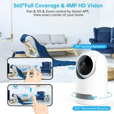 Baby Monitor, 360° Wireless 5G Nanny Cam with Safety Alerts, 4MP HD WiFi Camera