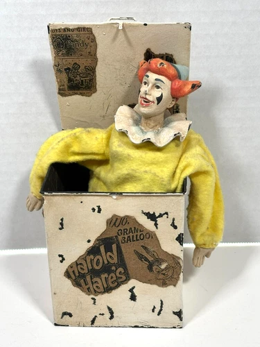 Vintage Clown Pop Up Jack in the Box Style Metal Box with Spring