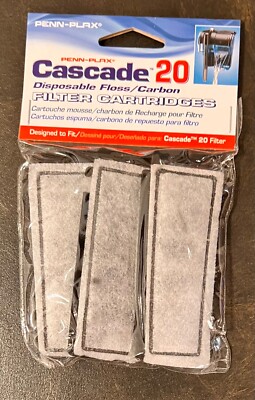 PENN-PLAX CASCADE 20 Disposable Floss/Carbon FILTER CARTRIDGES 3pk