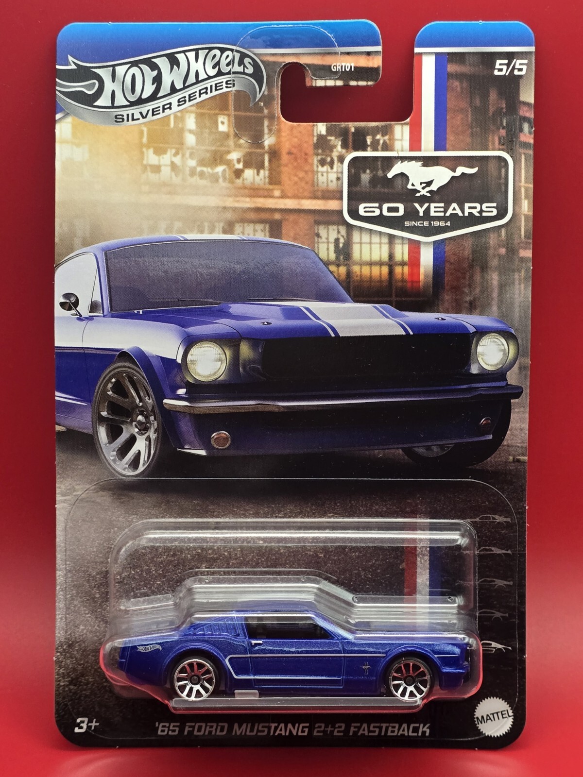 HOT WHEELS ‘65 FORD MUSTANG 2+2 FASTBACK 60 YEARS SILVER SERIES Non-metal Base