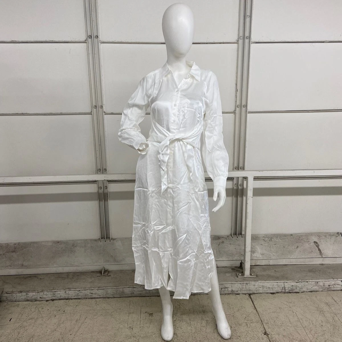 OFF WHITE ALLSAINTS Clanetta Midi Camicia Abito Donna Taglia 0 Off Bianco WD090Y