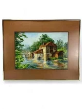 Nogama signed watercolor old mill framed art