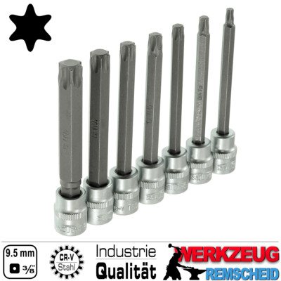 7-tlg Torx T-Profil Stecknuss Steckschlüssel Set T25 - T60 / 110mm 3/8'' Ratsche 