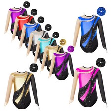Kids Girls Dancewear Mesh Outfit Dancing Leotards Children Bodysuit Gymnastic
