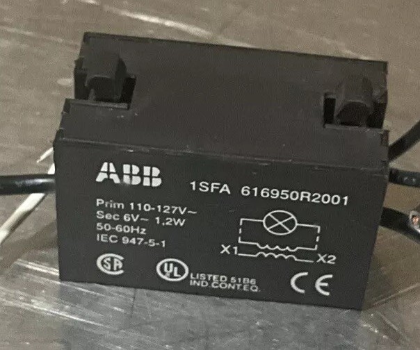 ABB 1SFA PART NO.616950R1001 PRIM 110-127 V SEC 6 V-12W 50-60 HZ