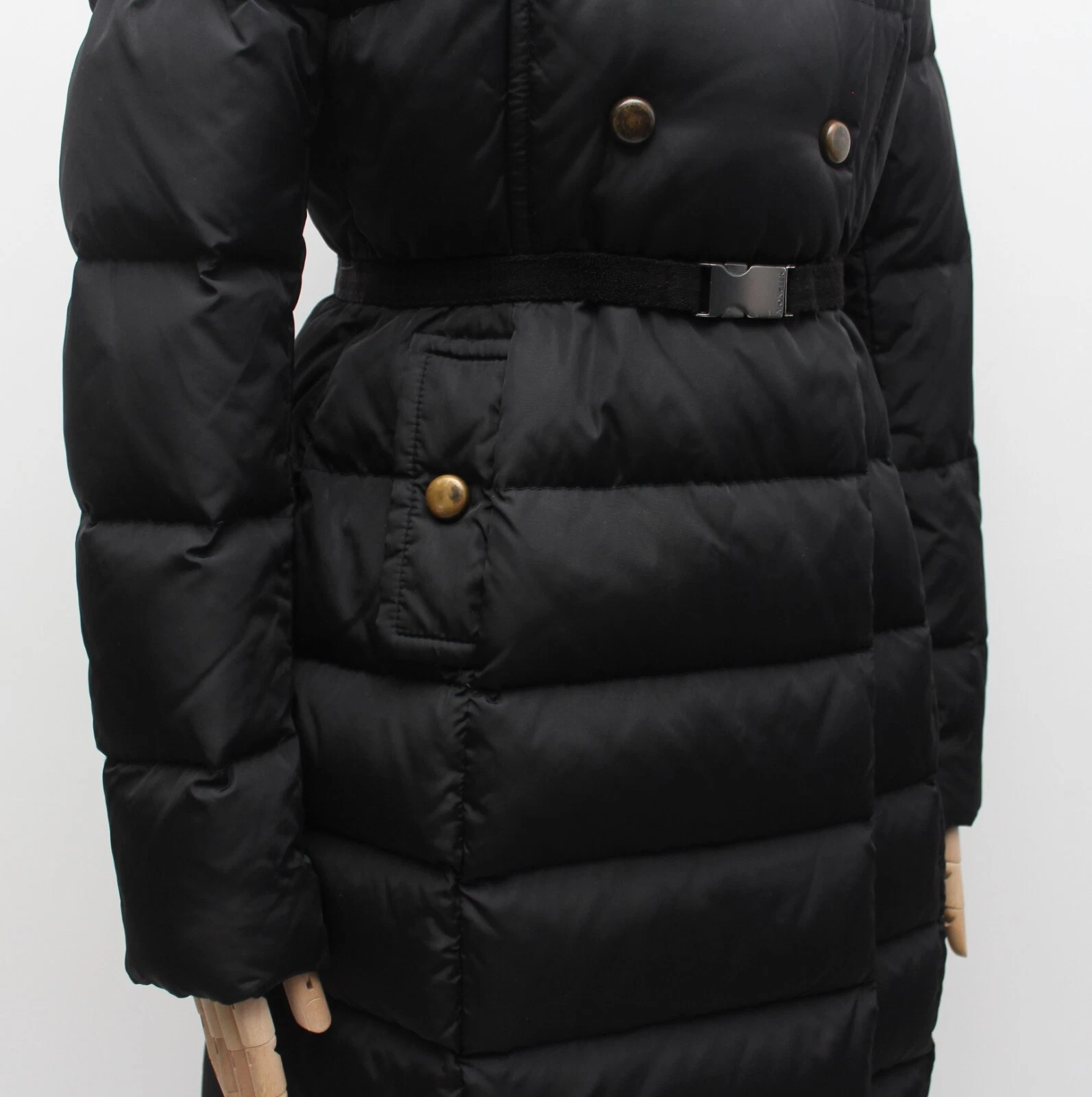 Autentico piumino lungo donna MONCLER alchemille piumino giacca bordo pelliccia nero 1