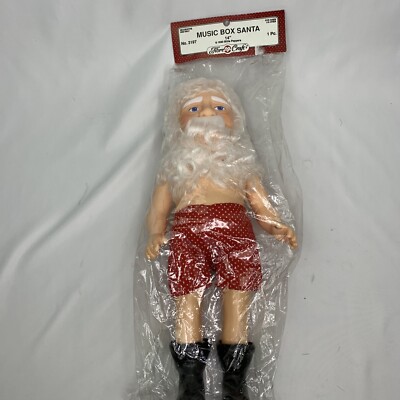 1990 Fibre Craft #3197 14'' Music Box Santa Doll You Make His Clothing Gift Toy