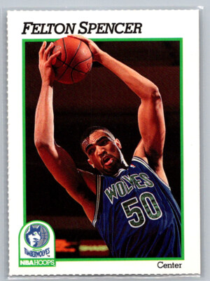 Felton Spencer 1991-92 Hoops Team Night Sheet SGA #130 Minnesota Timberwolves