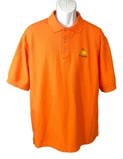 Divots Men's Short Sleeve Button Down "Shaligusta" Polo Golf Shirt Orange Large