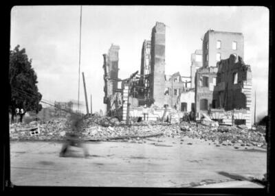 Dynamited building on Van Ness Avenue San Francisco 1906 California Old Photo