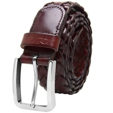 Falari® Men Braided Belt Stainless Steel Buckle Genuine Leather 35mm 9005