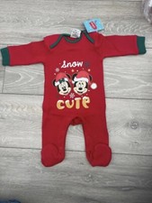 Christmas Baby Sleepsuit 0-3 Months Mickey Mouse