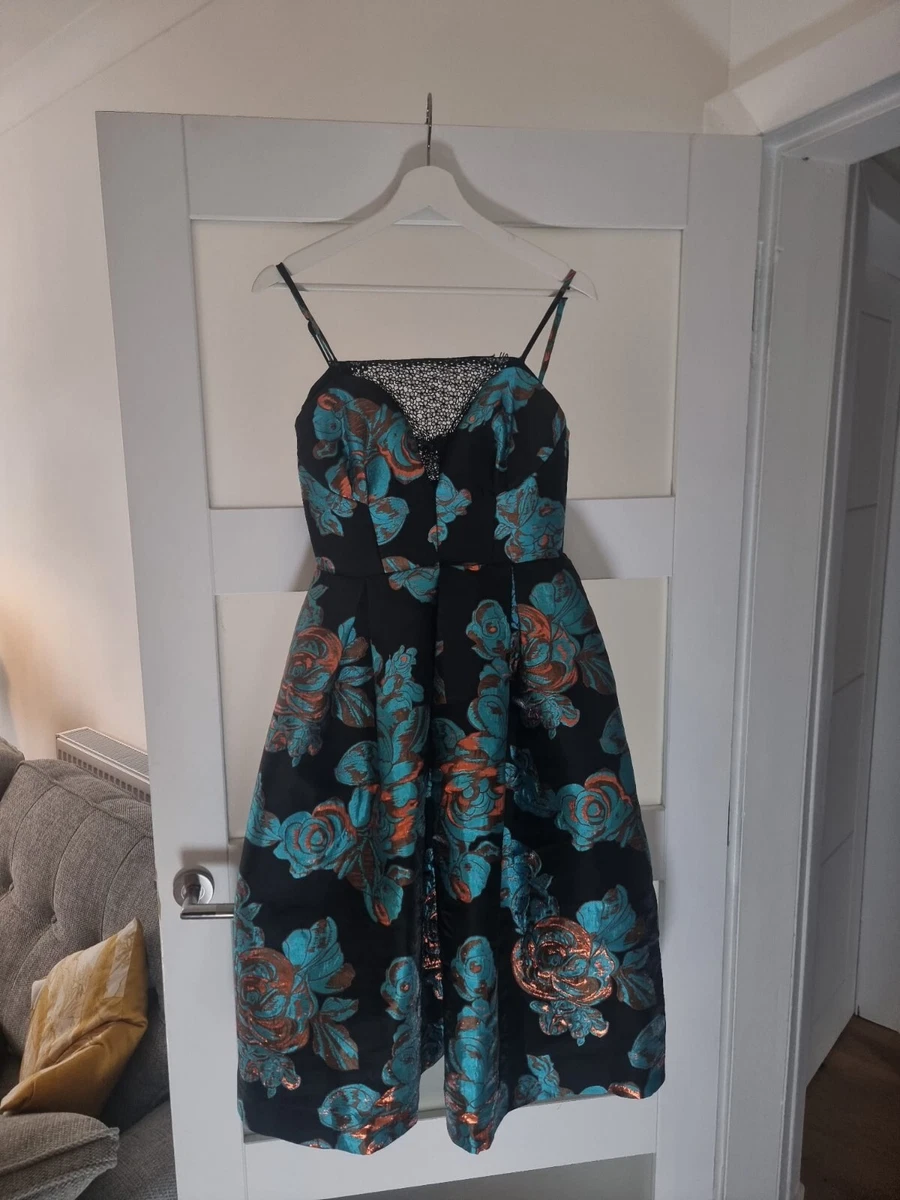 ASOS SALON Metallic Flower Jaquard Prom Midi Dress eBay