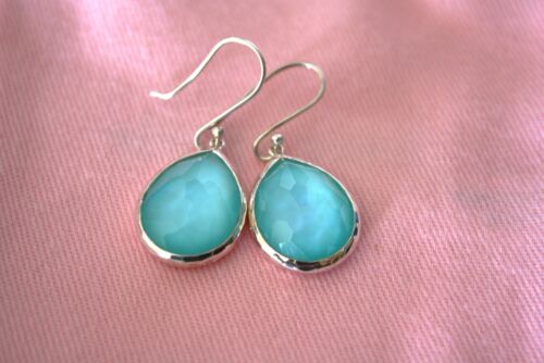 Ippolita Sterling Silver Sky Blue mother of Pearl Double Dangle earrings NWT