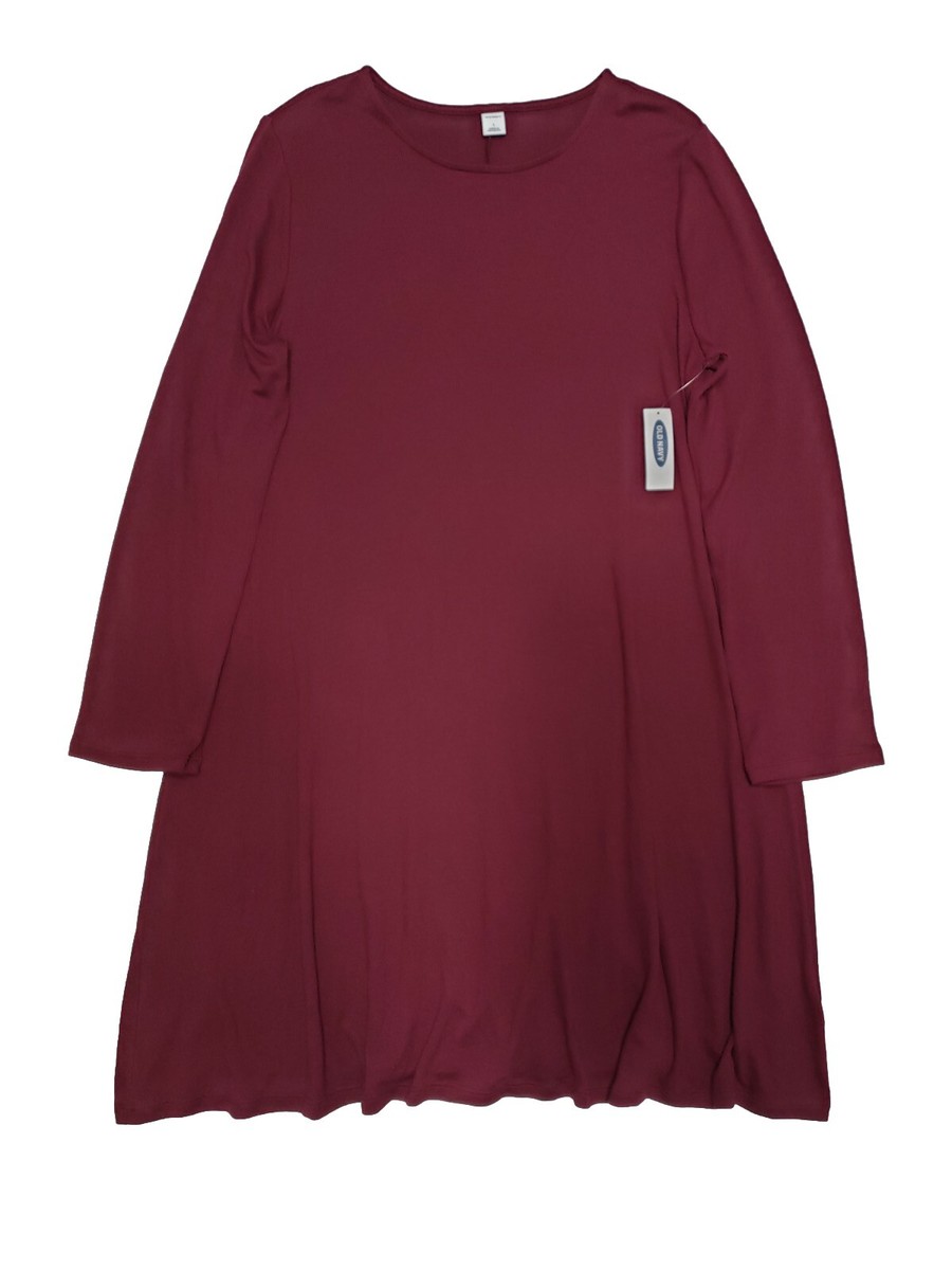 Old Navy Women's Knit Long Sleeve Wine Stain Midi Dress Size Large | eBay