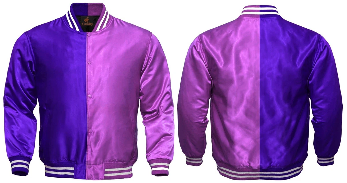 Purple satin shop baseball jacket