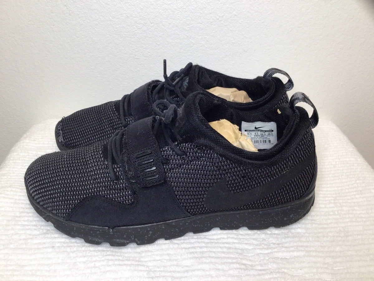 Men s Nike SB Trainerendor Sz 10.5 Black Lace Up Strap Skate Shoes 616575 002