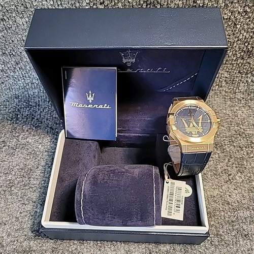 Maserati Men's Potenza Rose-Gold / Blue Leather Analog Display Quartz Watch - 第 9/11 張圖片