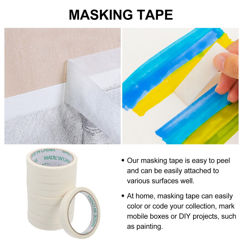 10 Pcs Masking Tape Pattern Paper Car Spraying Crepe Tapes Adhesive eBay