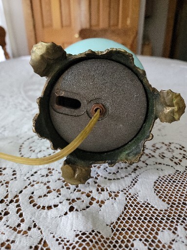 Antique Vintage French Italian Blue Porcelain 2 Socket Table Lamp