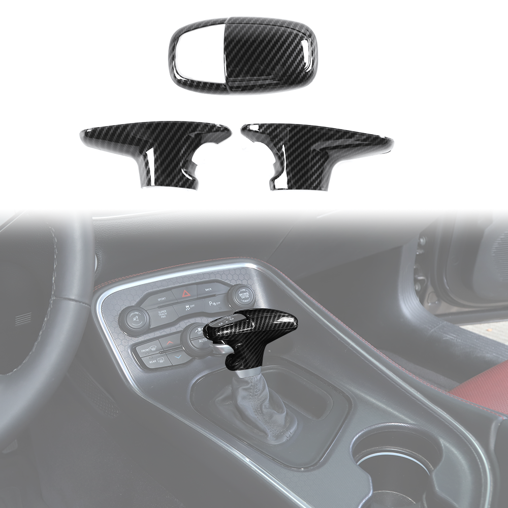 Carbon Fiber Gear Shift Knob Decor Cover Trim for Dodge Durango 18+ Accessories