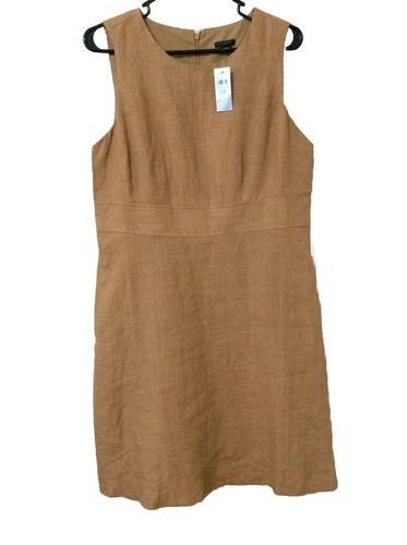Ann Taylor Damen Leinen Gold Kleid Ärmellos Größe 12P Etikett $ 129 Neu mit Etikett - Bild 3 von 11