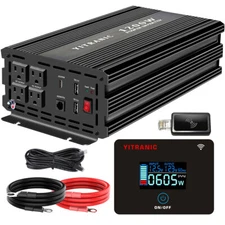 Pure Sine Wave Power Inverter 1200W/2400 watt DC 12V to AC 110V Wireless Remote