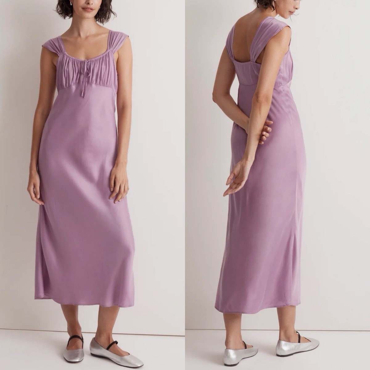 madewell square neck midi dress Petite Seamed Squareneck Midi Dress
