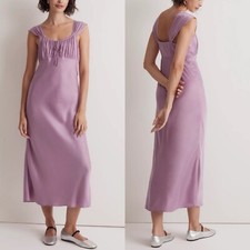 MADEWELL Midi Dress Women 0 Lilac Square-Neck NEW Sleeveless Viscose NO103