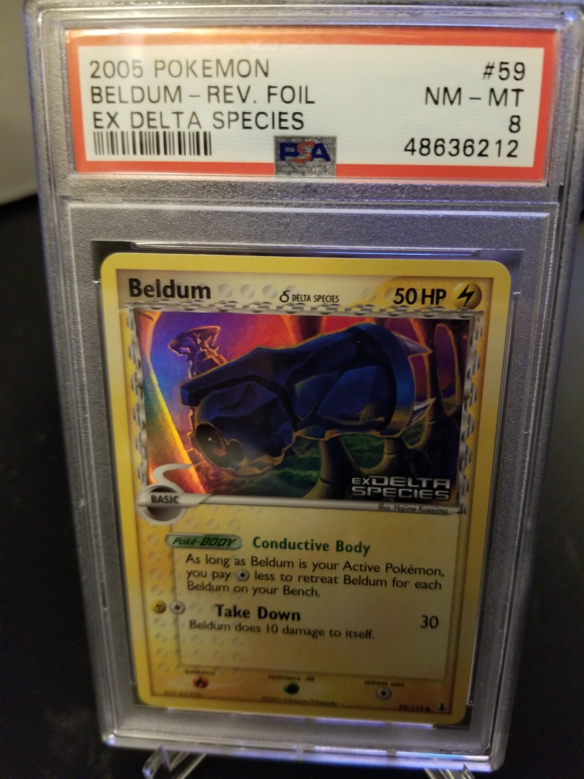 Pokemon EX DELTA SPECIES BELDUM #59/113 REVERSE HOLO PSA 8