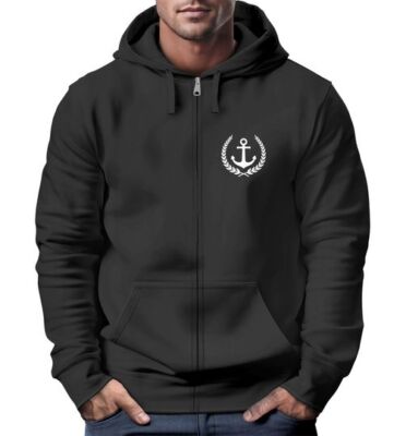 Herren Sweatjacke mit Kapuze Zip-Hoodie Motiv Anker Meer Boot Männer Fashion