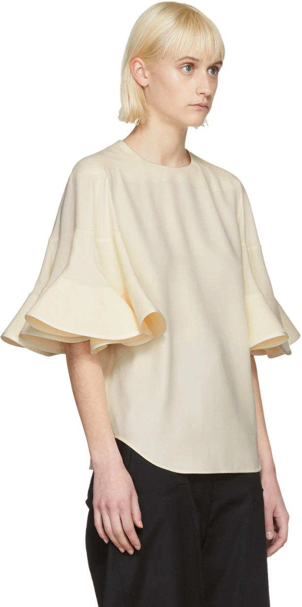 Chloe — NEW Chloe Off-White Ruffle Sleeve Blouse - Size 42 #T143
