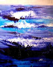 Oil Painting BLUE ABSTRACT  abstract SIGNED BY KAZAV Original    IMPRESSIONIST 3