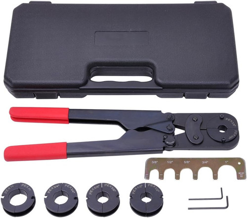 5-In-1 PEX Crimping Tool Pex-A Repair Kit for 3/8" 1/2" 5/8" 3/4" 1"