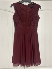 Lulus Women's Red Lace Dress V-Neck, Sleeveless, Size S