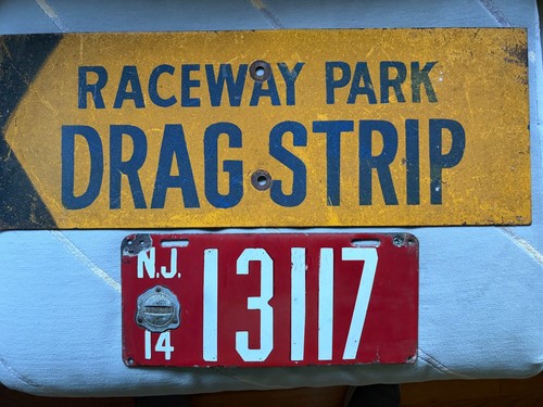 ORIGINAL 1914 NEW JERSEY PORCELAIN ENAMEL LICENSE PLATE VINTAGE MAN CAVE ART