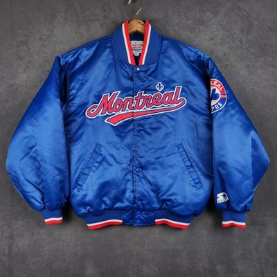 Vintage Montreal Expos Starter Satin Bomber Jacket Mens Large Diamond Collection